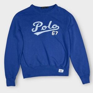 Polo Ralph Lauren Sweatshirt Mens M Blue Embroidered Polo 67 Crewneck Fleece